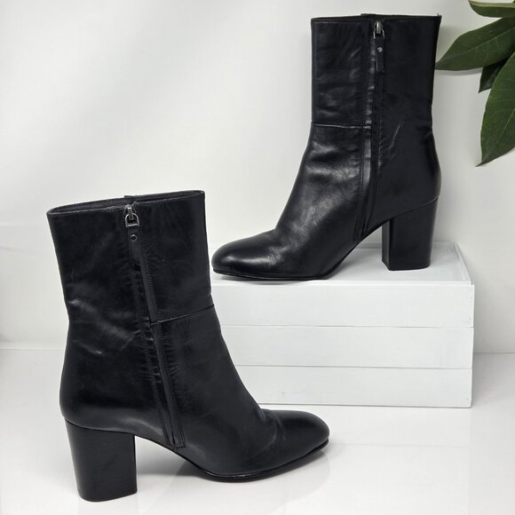 Seychelles Wild Ride Womens 10 Boots Leather Black Block Heel Zip Chelsea Moto - Picture 2 of 10